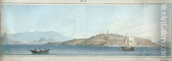 Raza (Or Light House) Island With A Distant View Of The Entrance Of Rio De Janeiro Harbour Oil Painting - Augustus Earle