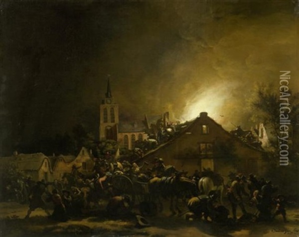 Nachtliche Plunderung Oil Painting - Egbert Lievensz van der Poel