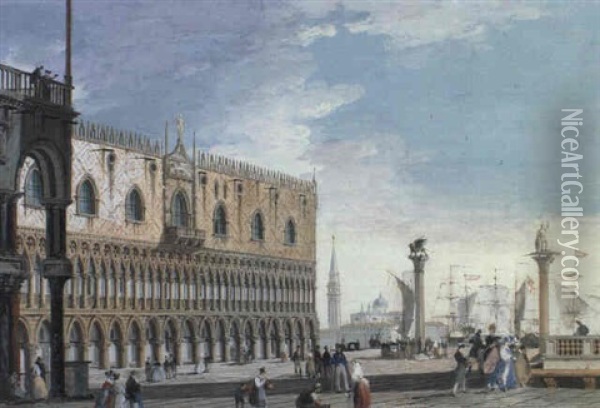 La Piazzetta Col Palazzo Ducale Oil Painting - Giuseppe Bernardino Bison