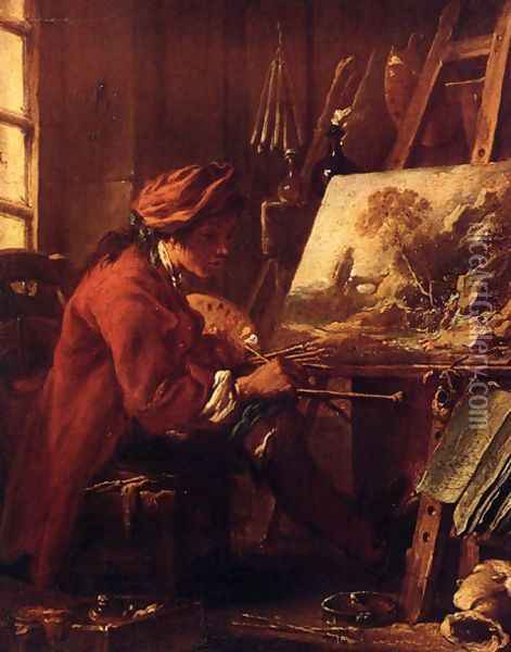 Self Portrait at Easel Oil Painting - Francois Boucher