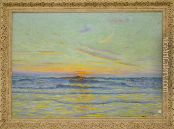 Coucher De Soleil Sur La Mer Du Nord Oil Painting - Omer Coppens
