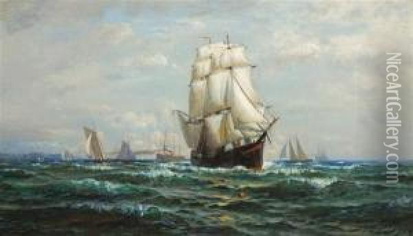Off New Bedford Harbor Oil Painting - Lemuel D. Eldred