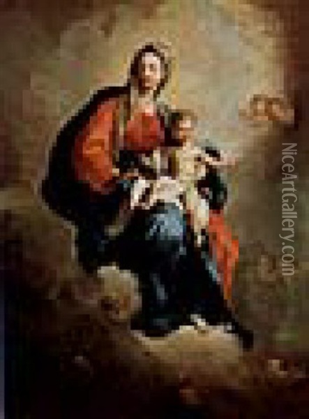 Maria Mit Dem Kind Und Engeln In Den Wolken Thronend Oil Painting - Daniel Gran