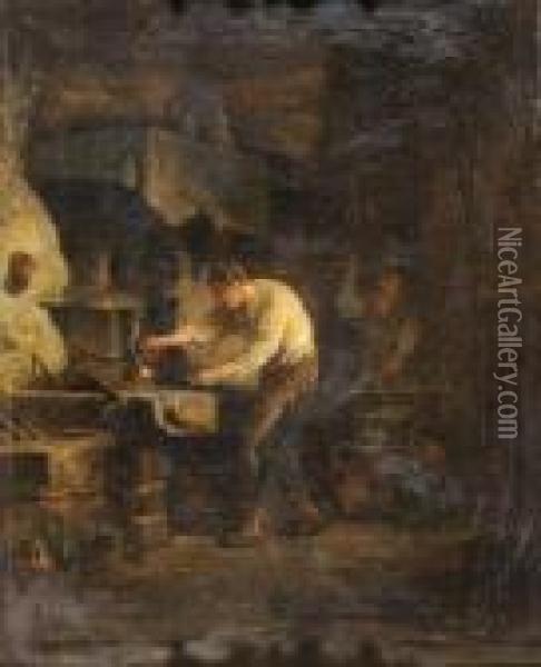 Le Maitre De Forge Oil Painting - Charles Emile Jacque