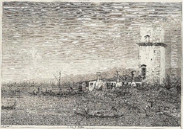 La Torre Di Malghera (bromberg 2) Oil Painting - (Giovanni Antonio Canal) Canaletto