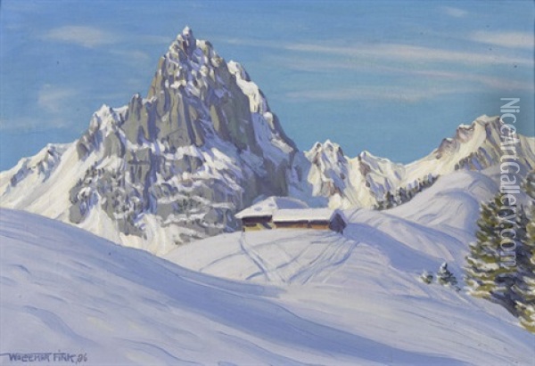 Winterliche Berglandschaft Oil Painting - Waldemar Theophil Fink