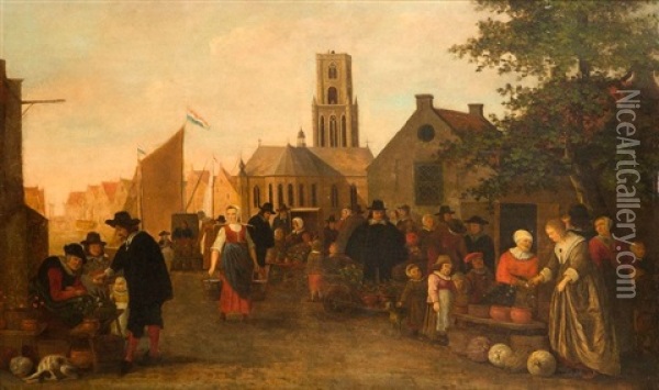 Scene De Marche Oil Painting - Sybrand Van Beest
