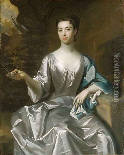 Portrait of a Woman called Maria Taylor Byrd 1700 1725 Oil Painting - Anonymous Artist