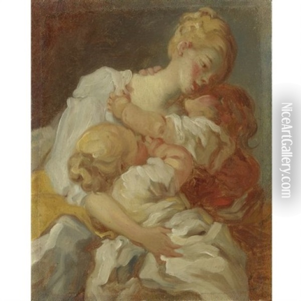 Les Baisers Maternels Or Les Jalousies De L'enfance Oil Painting - Jean-Honore Fragonard
