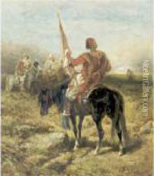 Wallachian Horsemen Oil Painting - Adolf Schreyer