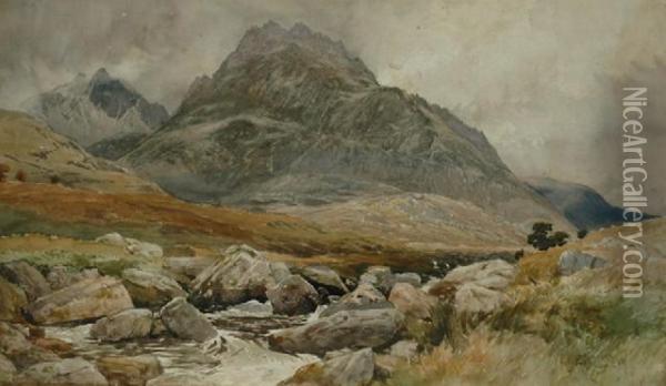 View Near Llanberis North Wales Oil Painting - Edmund Morison Wimperis