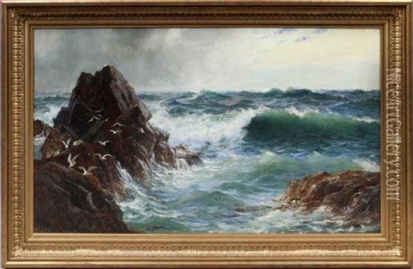 Rocky Coastline Oil Painting - Richard Wane