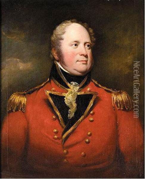 Portrait Of Colonel Elliott Of Gedling Hall, Nottinghamshire Oil Painting - Thomas Barber