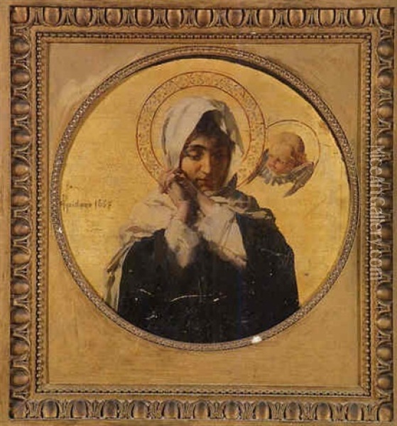 Madonna Oil Painting - Paolo Gaidano