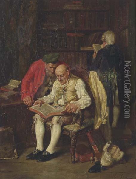 Les Recherches; And Les Connaisseurs Oil Painting - Francois Adolphe Grison