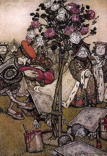 Alice in Wonderland: The Queen's Croquet Ground Oil Painting - Arthur Rackham