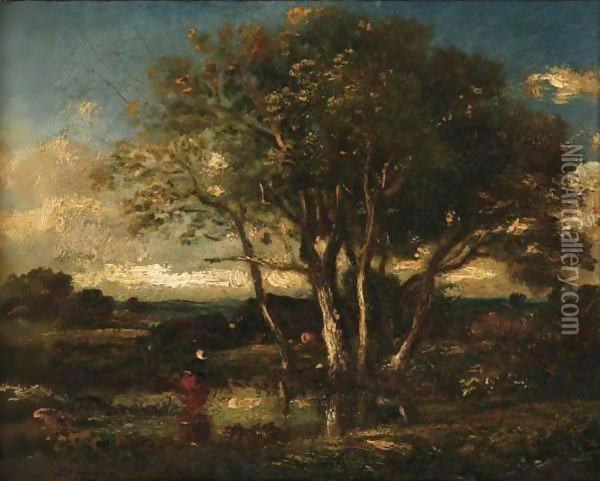 Landscape With Pond Oil Painting - Jules Dupre