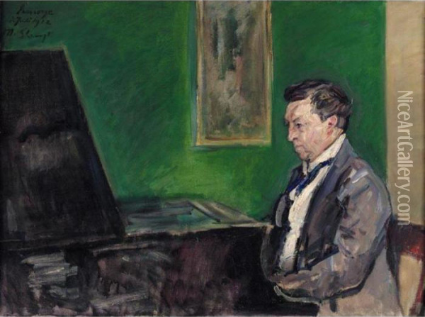 Conrad Ansorge Am Klavier (conrad Ansorge At The Piano) Oil Painting - Max Slevogt