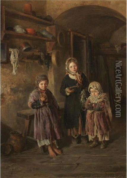 Three Waifs Oil Painting - Vladimir Egorovic Makovsky
