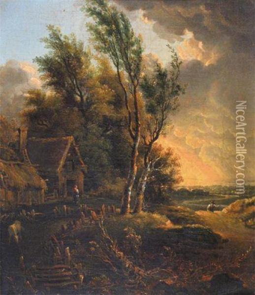 Returning Home At Sunset Oil Painting - Thomas Barker of Bath