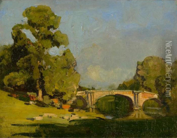 The Stone Bridge Oil Painting - Arthur Ernest Streeton