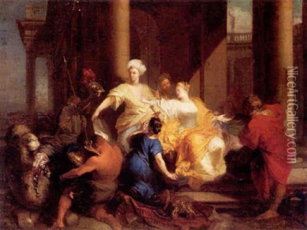 Achilles Discovered Among The Daughters Of Lycomedes Oil Painting - Sebastien Leclerc the Younger