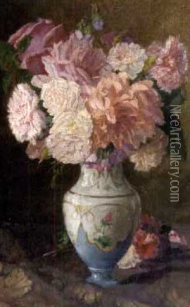 Blumen In Porzellanvase Oil Painting - Joseph Schuster