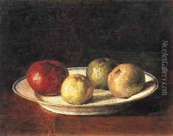 A Plate of Apples Oil Painting - Ignace Henri Jean Fantin-Latour