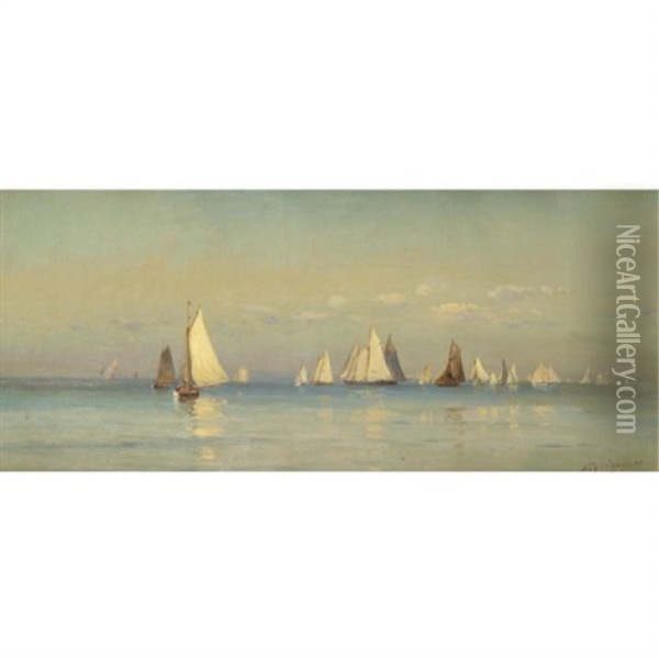 Sailboats On A Calm Sea Oil Painting - Mauritz Frederick Hendrick de Haas