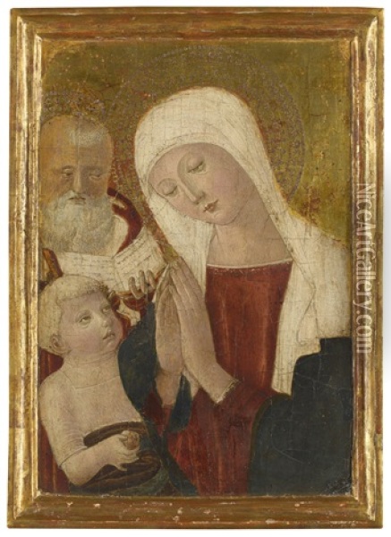 Madonna And Child With Saint Joseph Oil Painting -  Benvenuto di Giovanni