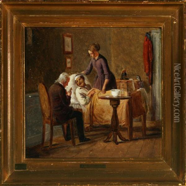 Wounded Soldier Oil Painting - Julius Friedlaender
