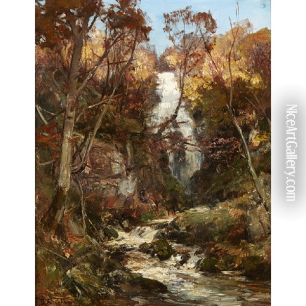 The Grey Mare's Tail Near The Clachan Of Aberfoyle Oil Painting - David Farquharson