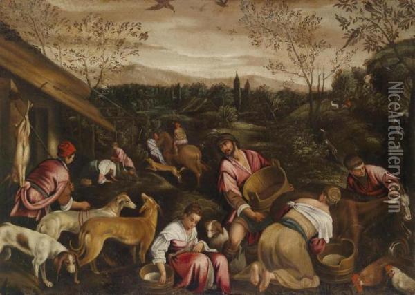 Autumn (from A Cycle Of The Four Seasons) Oil Painting - Jacopo Bassano (Jacopo da Ponte)