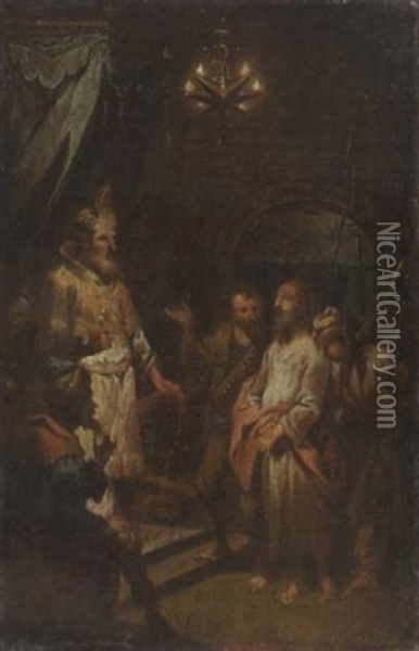 Jesus Vor Kaiphas Oil Painting - Johann Conrad Seekatz