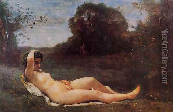 Reclining Nymph Oil Painting - Jean-Baptiste-Camille Corot