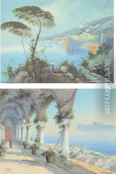 Scorcio Di Napoli Da San Martino - Veduta Di Posillipo Oil Painting - Gianni
