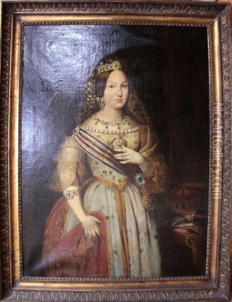 Retrato De La Reina Isabel Ii Oil Painting - Jose Gutierrez de la Vega