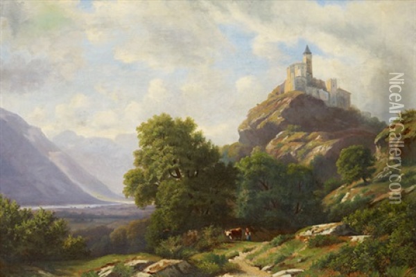 Valere Et La Vallee Du Rhone Oil Painting - Jean Philippe George-Julliard