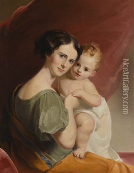 Portrait Of Mrs. John Mason And Her Son Oil Painting - Thomas Sully