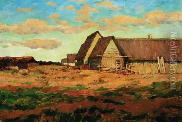 View of a rural Settlement Oil Painting - Isaak Ilyich Levitan