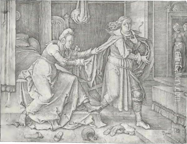 Potiphar's Wife Accusing Joseph Oil Painting - Lucas Van Leyden