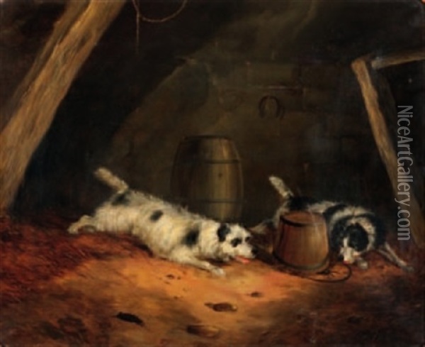 Cani Nella Stalla Oil Painting - George Armfield