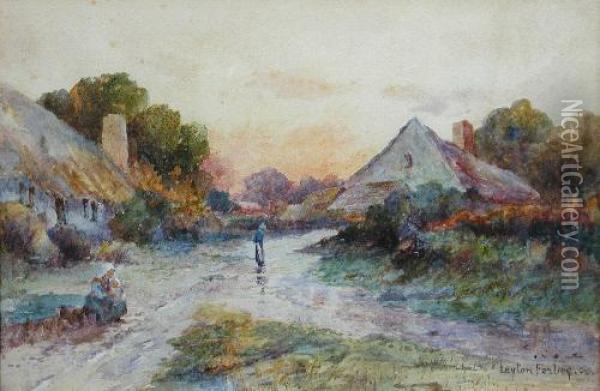 Mother Andchild On A Village Path Oil Painting - John Colin Forbes