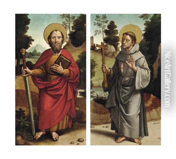 Saint Paul; And Saint Francis Oil Painting - Juan de Borgona the Elder