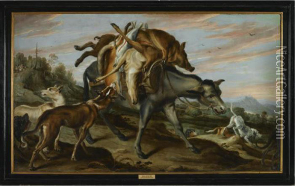 A Mule Carrying The Spoils Of A Hunt Oil Painting - Frans Snyders