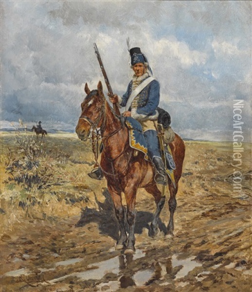 Preusischer Husar Oil Painting - Rudolf Otto Von Ottenfeld