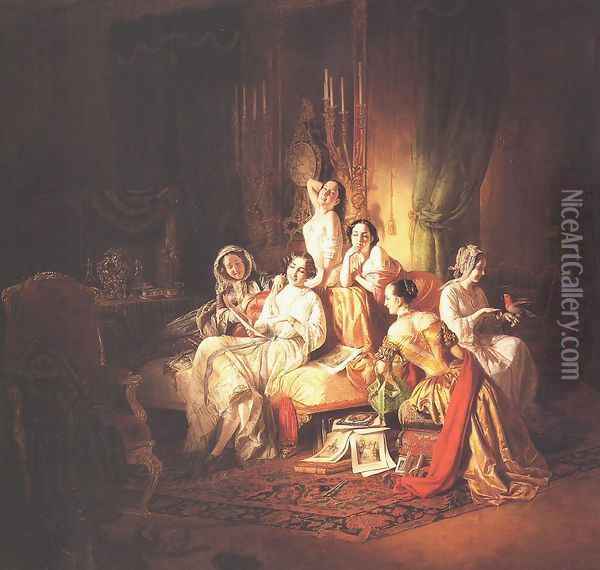 Lanyok bal utan, 1850 Oil Painting - Jozsef Borsos