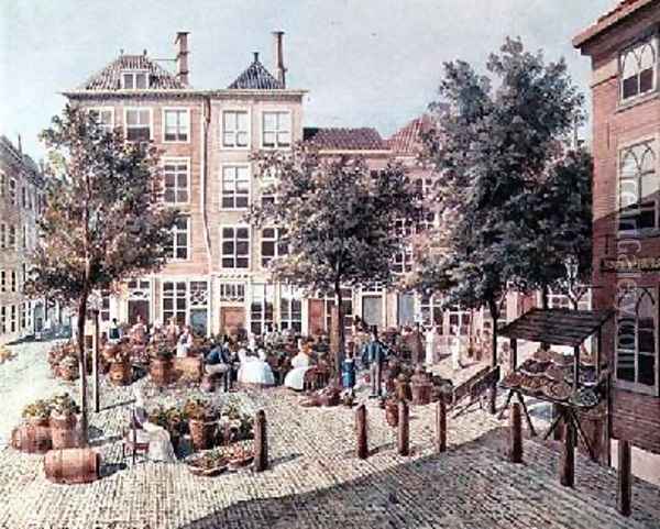 The little vegetable market in Haag Oil Painting - Felix Bartholdy Mendelsohn
