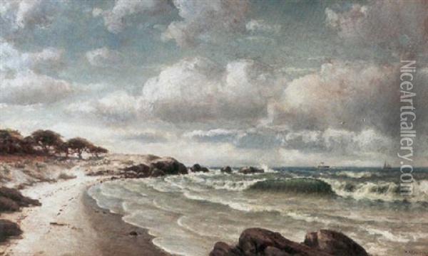 A Coastal Scene With Ships In The Distance Oil Painting - William Alexander Coulter