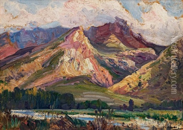 Mountainous Landscape Oil Painting - Pieter Hugo Naude